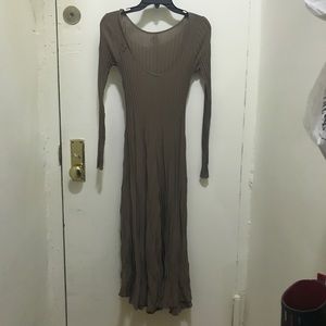 Zara beige midi scoopneck back dress xs